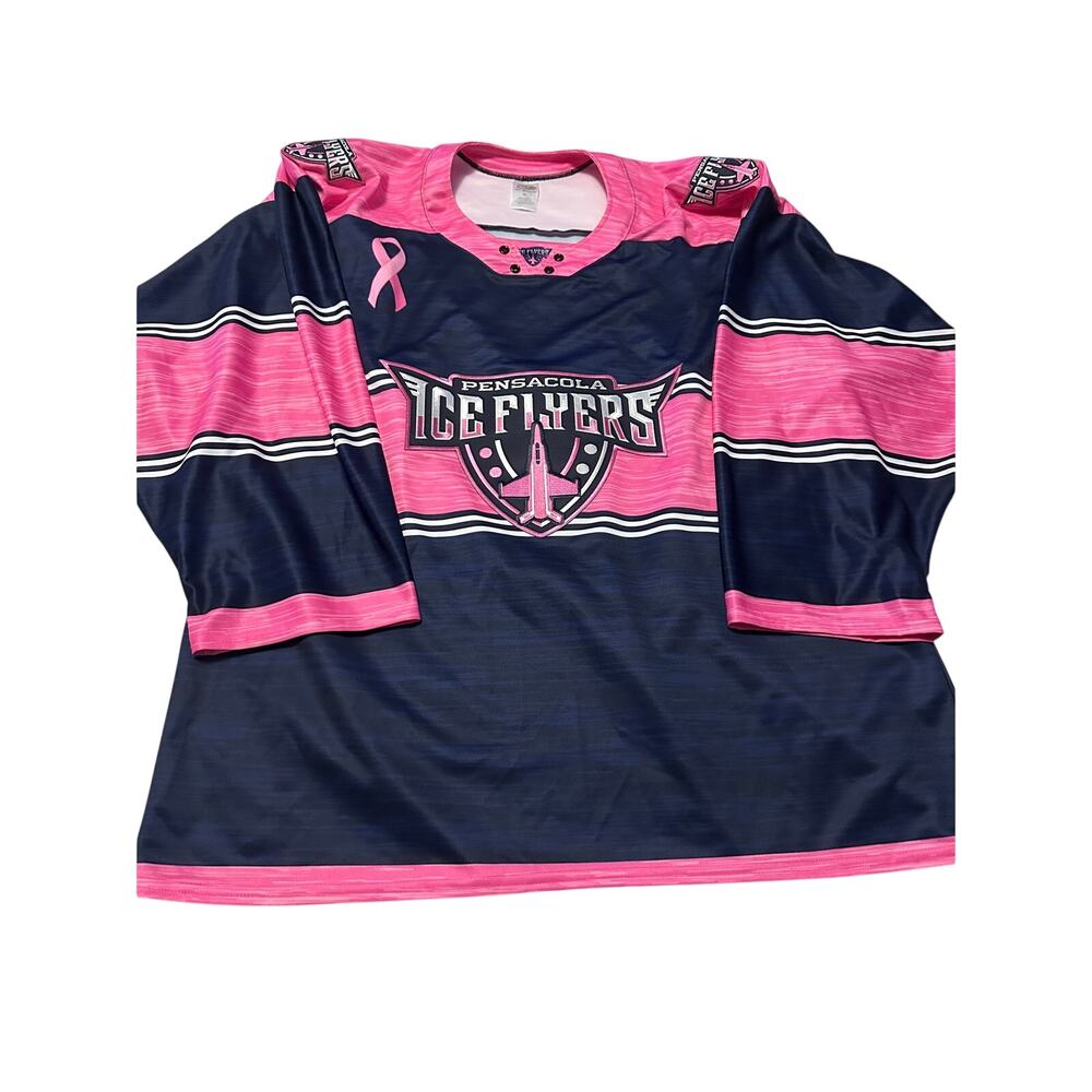 Pensacola Ice Flyers SPHL Hockey Jersey Breast Cancer Awareness Pink Men’s XL